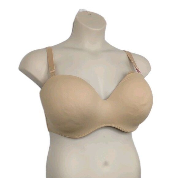 Lane Bryant Cacique Bra Boost MultiWay Strapless Plus Size 44DD Beige Straps - Picture 4 of 8
